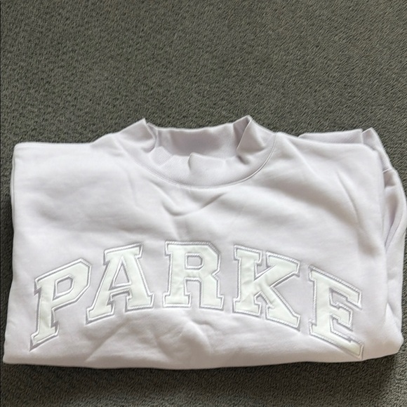 Parke Tops - Parke lavender and White Sweatshirt - with mock neck Top